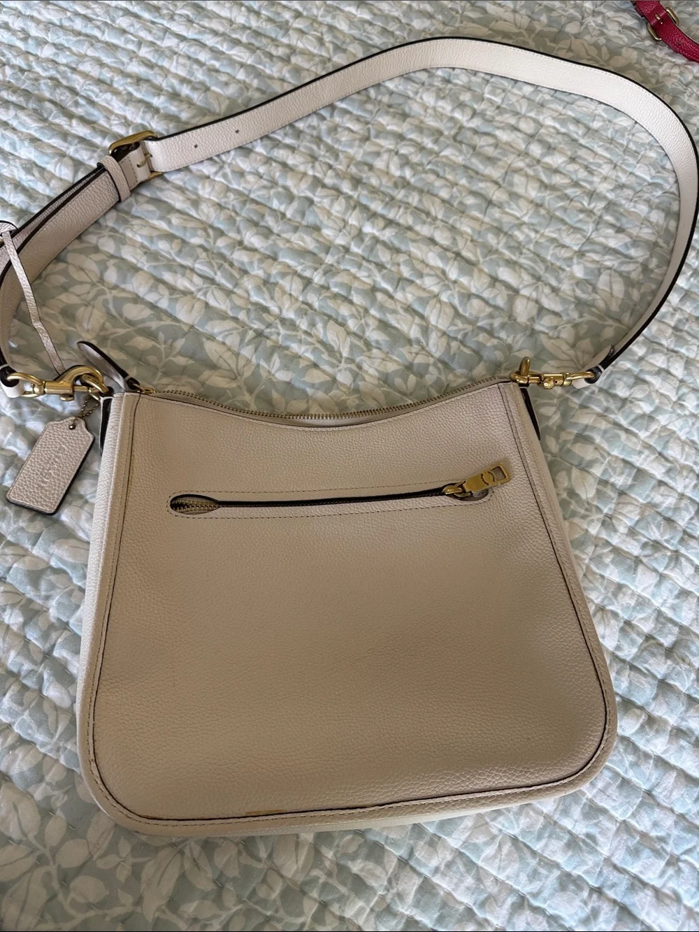 Coach Pebbled Leather Shoulder Bag in cream with Gold Hardware